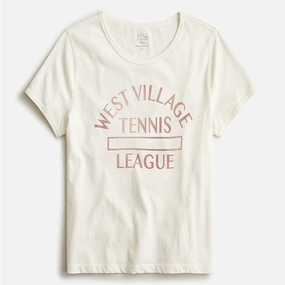 NWT J. CREW Broken In Jersey West Side Tennis League Cropped Tee sz XXS
